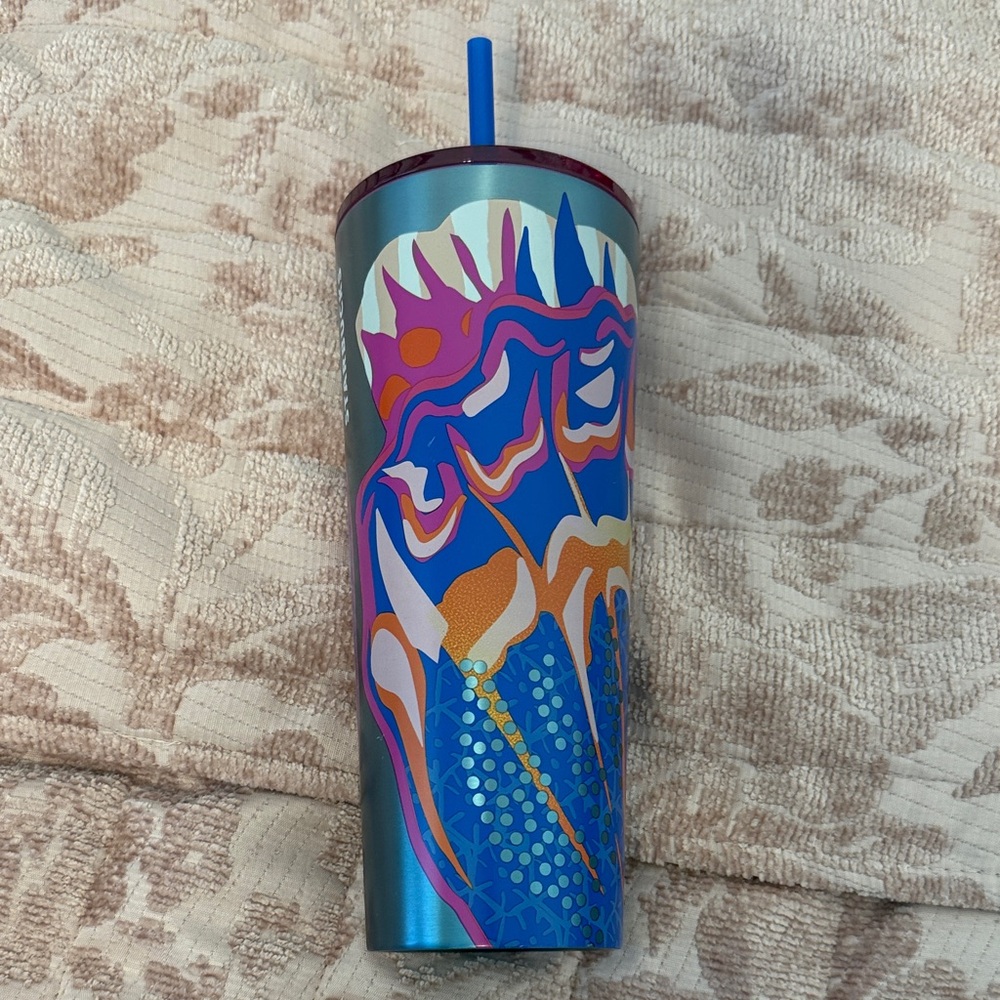 Starbucks Venti Cup Colorful Abstract Tumbler with Straw